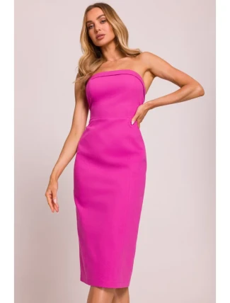 M843 Džínové midi šaty - růžové