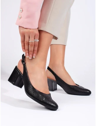Stylové černé dámské lodičky na širokém podpatku Stylové černé dámské lodičky na širokém podpatku