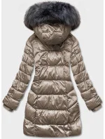 Béžová dámská metalická zimní bunda (B8072-12) Béžová dámská metalická zimní bunda (B8072-12)