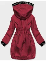 Tmavě červená tenká dámská bunda s ozdobnou lemovkou (B8142-27)