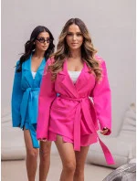 Světle modrý dámský komplet - oversize sako a kalhotová sukně (82176/178) Světle modrý dámský komplet - oversize sako a kalhotová sukně (82176/178)