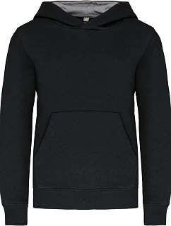 Kariban K 453 Dětská kontrastní mikina s kapucí 20.K453 black/fine grey