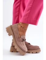 Hrubé dámské semišové mokasíny béžové Neloria