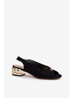 Semišové Elegantní Dámské Sandály CheBello 4724 Černé