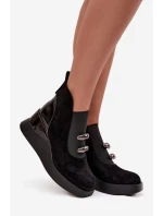 Dámské kotníčkové boty na platformě D&A MR52-106 Černé Dámské kotníčkové boty na platformě D&A MR52-106 Černé