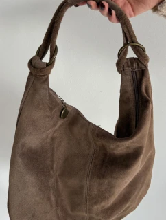 Kabelka z přírodního semiše tmavě béžová Floriah