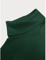 Vypasované žebrované šaty v lahvově zelené barvě s rolákem Rue Paris (5133)