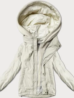 Dámská bunda v barvě ecru s ozdobnou kapucí Miss TiTi (3295)