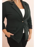 Dámská viskózová sako Plus Size s dlouhým rukávem a límcem tmavě zelená