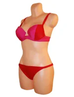 Dámské plavky dvoudílné bikiny 2COLOR dvoubarevné červené - Červená - OEM