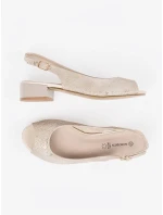 Pohodlné  sandály dámské hnědé na širokém podpatku