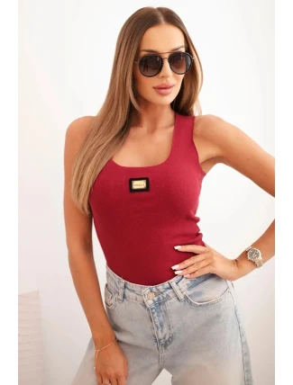 Dámská pruhovaná tílko s ozdobnou nášivkou bordová Dámská pruhovaná tílko s ozdobnou nášivkou bordová