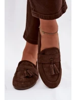 Dámské mokasíny ploché s třásněmi čokoládové Marilisse