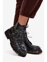 Lakované kožené dámské boty Artiker – šedé