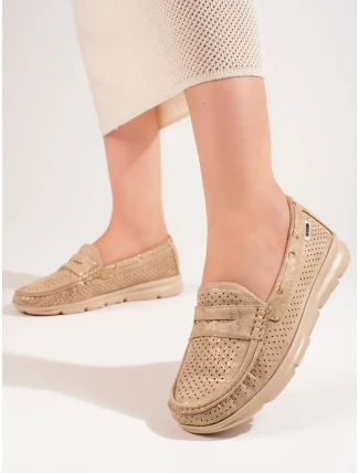 Stylové zlaté mokasíny dámské bez podpatku Stylové zlaté mokasíny dámské bez podpatku