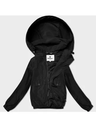 Tenká černá krátká dámská bunda s podšívkou Glakate (LU98017#)