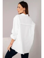 Dámská bavlněná košile s kapsami bílá