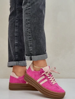 Zazoo N1068S4 Dámské semišové sneakersy na platformě fuchsie