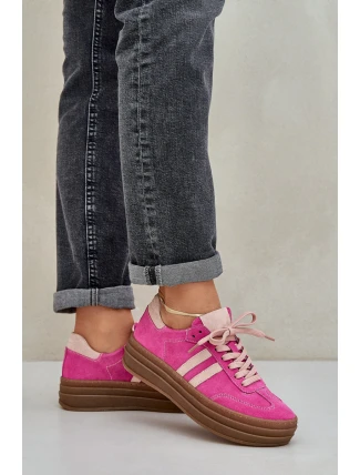 Zazoo N1068S4 Dámské semišové sneakersy na platformě fuchsie Zazoo N1068S4 Dámské semišové sneakersy na platformě fuchsie