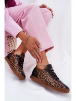 Dámské Kožené Sportovní Boty S Leopardím Vzorem Laura 2935 Hnědé