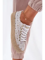 Vzorované Dámské Tenisky Na Platformě S Pletením Lee Cooper LCW-25-08-3648L Bílá-Zlatá