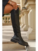 Nákladní dámské kozačky z eko kůže černé Sylvina