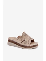 Kožené dámské sandály na platformě S.Barski GR61-5915 béžové