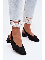 Materiálové dámské sandály na podpatku Černé Marcelle