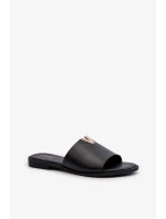 Dámské pantofle z eko kůže na plochém podpatku, černá Maliha