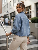 Dámská džínová bunda s odřenou modrou FashionStreet TY5688 Dámská džínová bunda s odřenou modrou FashionStreet TY5688