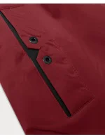 Tmavě červená jednoduchá dámská bunda s kapucí LHD (LHD-24590) Tmavě červená jednoduchá dámská bunda s kapucí LHD (LHD-24590)