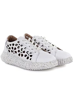 Dámské kožené boty na platformě bílé Artiker 56C1167