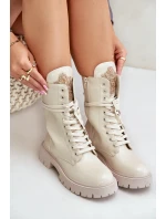 Lakované Zateplené Botky Worker S Ozdobou Béžové Kelilea