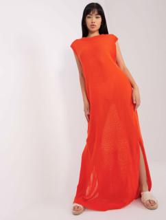 Oranžové pletené šaty vestového střihu