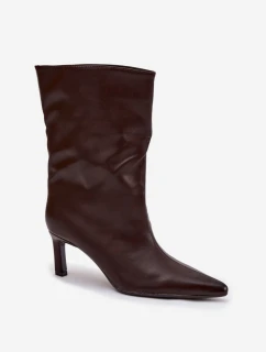Dámské kotníkové boty na jehlovém podpatku z eko kůže Norell – čokoládové