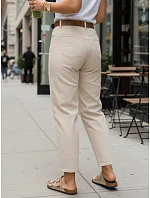 Dámské džíny mom fit s páskem béžové FashionStreet UY3055
