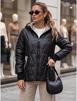 Dámská prošívaná přechodová bunda s kapucí, černá, FashionStreet TY5786