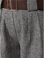Dámské kalhoty s kostkovaným vzorem a páskem, tmavě modré, FashionStreet SY0601 Dámské kalhoty s kostkovaným vzorem a páskem, tmavě modré, FashionStreet SY0601