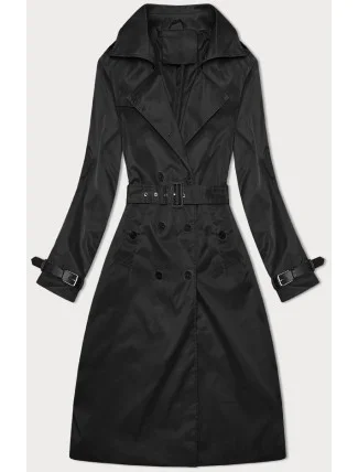 Dlouhý černý dámský kabát trenčkot s opaskem (1803#-1) Dlouhý černý dámský kabát trenčkot s opaskem (1803#-1)