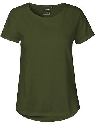 Neutral O 80012 Dámské bio tričko s ohrnutými rukávy 77.8012 military Neutral O 80012 Dámské bio tričko s ohrnutými rukávy 77.8012 military