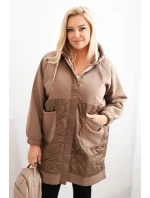 Dámská prošívaná mikina Plus Size s kapucí a velkými kapsami fango