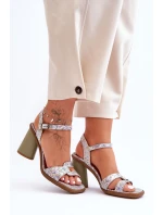 Kožené sandály na podpatku Maciejka 06029-24 bílo-zelené Kožené sandály na podpatku Maciejka 06029-24 bílo-zelené