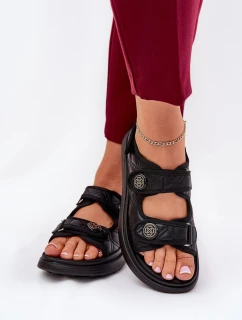 Dámské sandály s ozdobnými detaily na suchý zip černé Zoliner