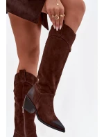 Kozačky Kovábojky Dámské Na Podpatku Z Přírodního Semiše Artiker 57C0230 Hnědé Kozačky Kovábojky Dámské Na Podpatku Z Přírodního Semiše Artiker 57C0230 Hnědé