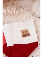 Dámské Vánoční Ponožky Medvěd S Mašlí Červené