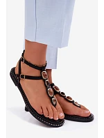 Dámské žabky s plochou podrážkou s ozdobami Černé Dorena