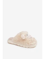 Dámské domácí pantofle s plyšovou ovčí podšívkou Sylline – béžové