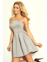 Dámské společenské neopren šaty korzetové GORZET krátké šedé - Šedá / L - Numoco