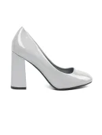 Výborné  lodičky Jasnoszary dámské na širokém podpatku