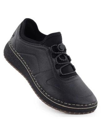 Černé dámské kožené polobotky Rieker 50960-00